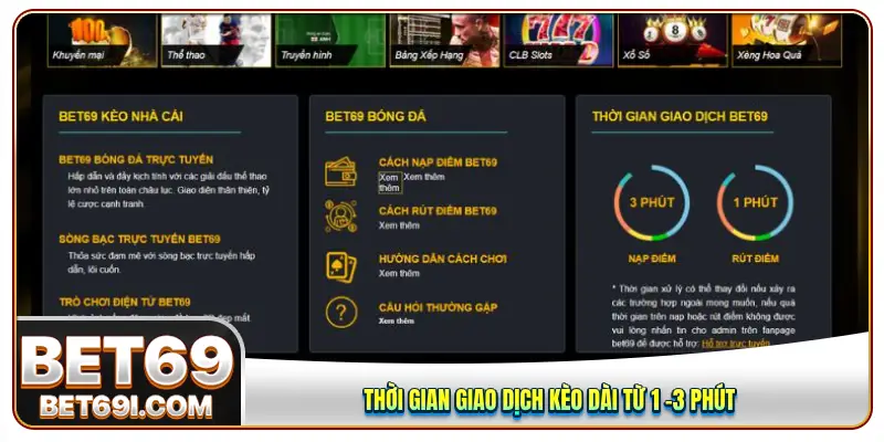 Thời gian giao dịch kèo dài từ 1 -3 phút 